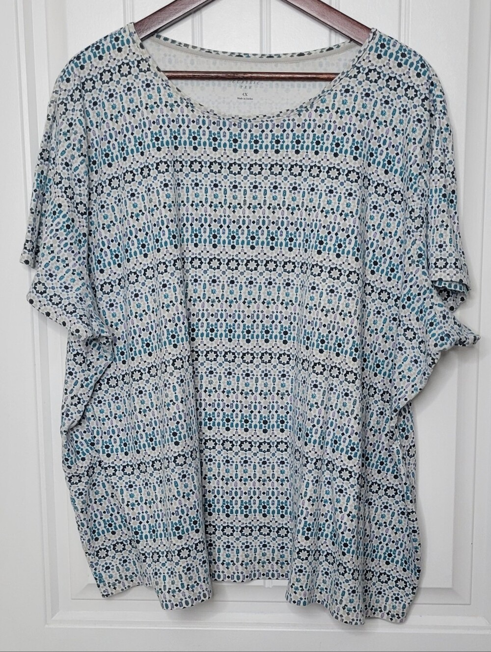 Relaxed Short-Sleeve Printed Tee - Blue Pattern
